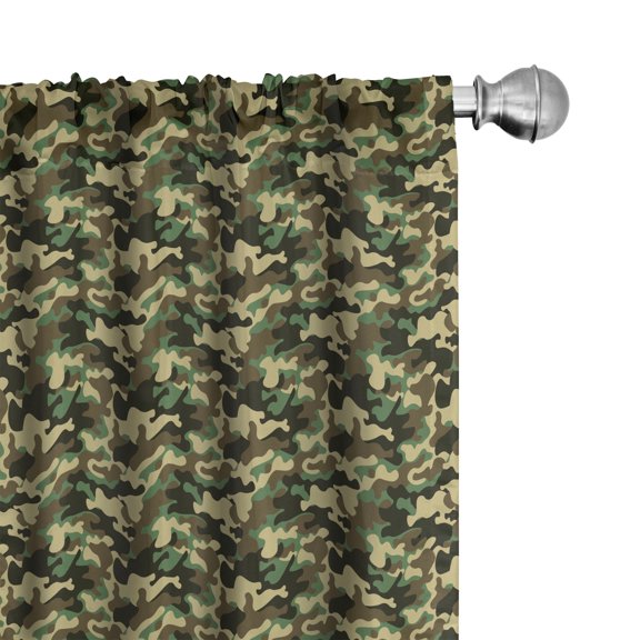 Ambesonne Camo Print Curtains, Camouflage Pattern Art, Pair of 28"x63", Evergreen and Pale Camel