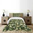 thumbnail image 1 of Ambesonne Camo Quilted Bedspread Set 2 Pcs, Abstract Chevron Forest, Twin Size, Pale Green Dark Green, 1 of 6