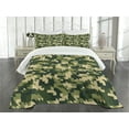 thumbnail image 1 of Ambesonne Camo Quilted Bedspread Set 3 Pcs, Abstract Chevron Forest, King Size, Pale Green Dark Green, 1 of 3