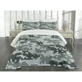 thumbnail image 1 of Ambesonne Camo Quilted Bedspread Set 3 Pcs, Pixel Effect Digital Grey, Queen Size, Grey Pale Grey Grey, 1 of 5