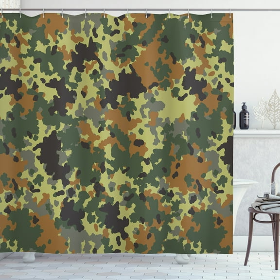 Ambesonne Camo Shower Curtain, Classic Germany Pattern, 69"Wx84"L, Green Brown Dark Green