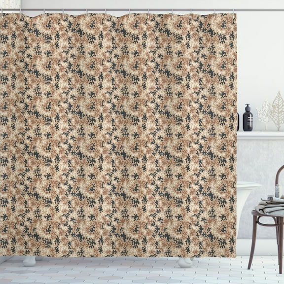 Ambesonne Camo Shower Curtain, Soft Desert Camouflage Spots, 69"Wx70"L, Almond Dark Teal