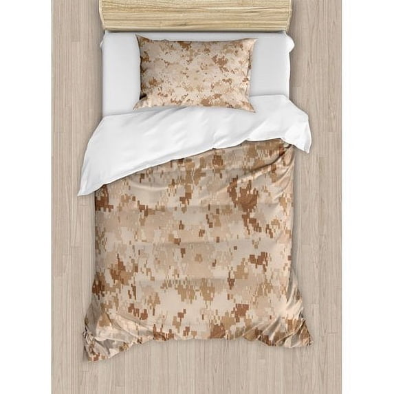 Ambesonne Camo US Marine Desert Marpat Digital Texture Background Duvet Cover Set