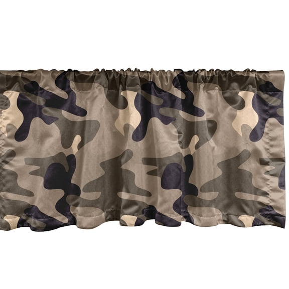 Ambesonne Camo Window Valance, Earth Tones Camouflage, 54" X 12", Taupe Dark Tan