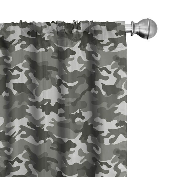 Ambesonne Camouflage Curtains, Grey Color Shades, Pair of 28"x63", Grey Coconut