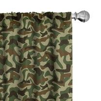 Ambesonne Camouflage Curtains, Hunter in Forest, Pair of 28"x95", Green Brown Khaki