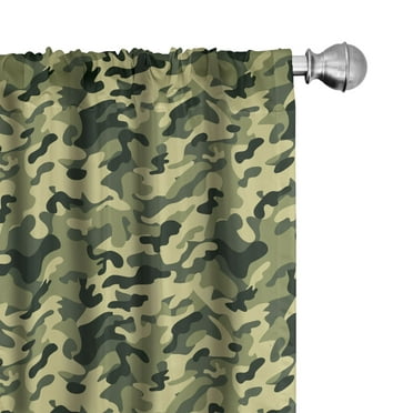 Ambesonne Camouflage Curtains, Pale Clothing Motif, Pair of 28"x84", Green Yellow