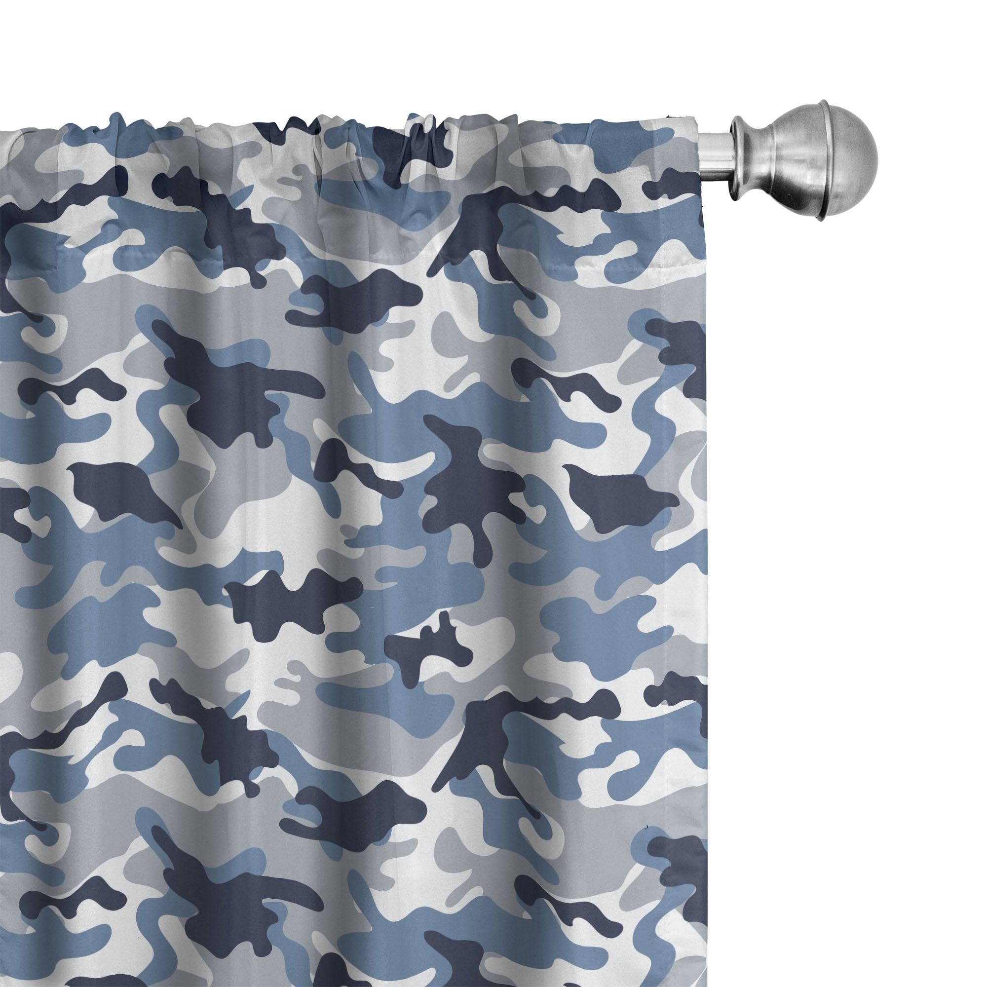 Slate Blue and Grey Camouflage Pattern Room-Darkening Curtain Panels