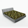 thumbnail image 1 of Ambesonne Camouflage Fitted Sheet 2 Pcs Set, Hunter in Forest, Queen, Green Brown Khaki, 1 of 3