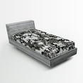 thumbnail image 1 of Ambesonne Camouflage Fitted Sheet, Camouflage Concept, Twin XL Size, Black Grey Grey, 1 of 3