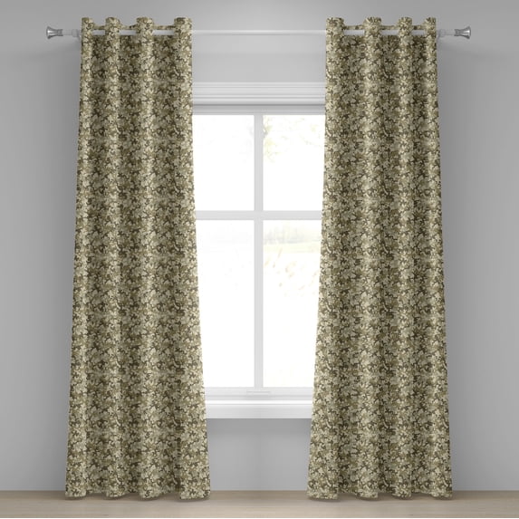 Ambesonne Camouflage Grommet Curtain, Faded Colors Classic, 50" x 120", Khaki Olive Green