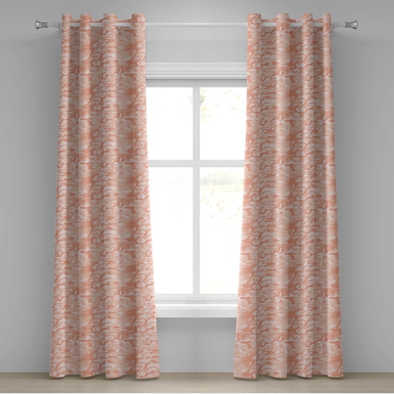 Ambesonne Camouflage Grommet Curtain, Soft Peach Tones, 50" x 96", Salmon Peach