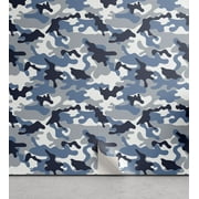 Ambesonne Camouflage Peel & Stick Wallpaper for Home, Soft Colors Design, 13"x36", Slate Blue Indigo Grey