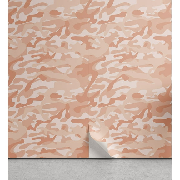 Ambesonne Camouflage Peel & Stick Wallpaper for Home, Soft Peach Tones, 13"x100", Salmon Peach