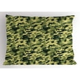 thumbnail image 1 of Ambesonne Camouflage Pillow Sham, Pale Clothing Motif, 26" X 20", Green Yellow, 1 of 2