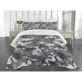 thumbnail image 1 of Ambesonne Camouflage Quilted Bedspread Set 3 Pcs, Grey Color Shades, Queen Size, Grey Coconut, 1 of 5