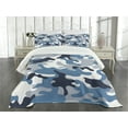 thumbnail image 1 of Ambesonne Camouflage Quilted Bedspread Set 3 Pcs, Soft Colors Design, King Size, Slate Blue Indigo Grey, 1 of 5