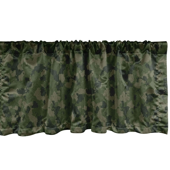 Ambesonne Camouflage Valance Pack of 2, Warrior Fashion Camo, 42"X18", Green Evergreen