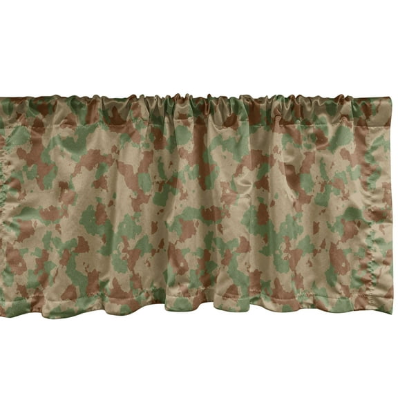 Ambesonne Camouflage Window Valance, Classic Tricolor Camo, 42" x 12", Reseda Green Dark Tan