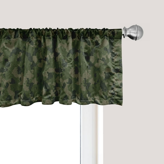 Ambesonne Camouflage Window Valance, Warrior Fashion Camo, 42" x 12", Green Evergreen