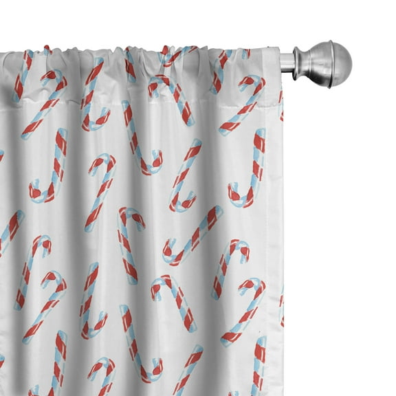 Ambesonne Candy Cane Window Curtains, Aquarelle Sweets, Each 28" W x 84" L, Orange and Blue