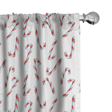 Ambesonne Candy Cane Curtains, Aquarelle Sweets, Pair of 28"x95", Orange and Blue