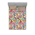 thumbnail image 1 of Ambesonne Candy Cane Fitted Sheet & Pillow Sham Set, Bonbons Lollipops, Queen, Multicolor, 1 of 2