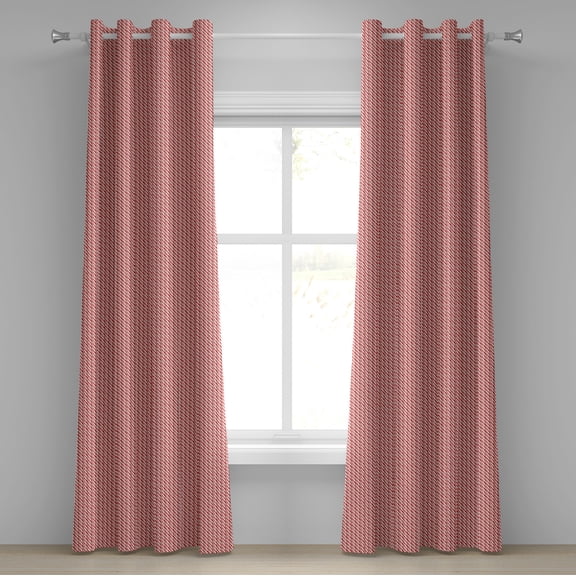 Ambesonne Candy Cane Grommet Curtain, Red Christmas Sweets, 50" x 72", Red Cream