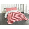 thumbnail image 1 of Ambesonne Candy Cane Quilted Bedspread Set 2 Pcs, Diagonal Red Lines, Twin Size, Red White, 1 of 5