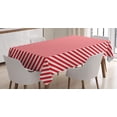 thumbnail image 1 of Ambesonne Candy Cane Tablecloth Rectangular Table Cover, Diagonal Red Lines, 52"x70", Red White, 1 of 3