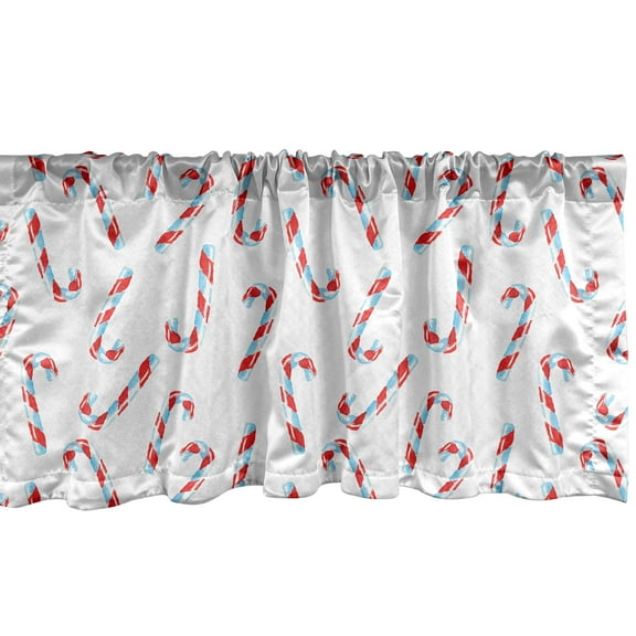 Ambesonne Candy Cane Window Valance, Aquarelle Sweets, 54" X 12", Orange and Blue