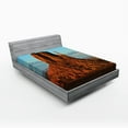 thumbnail image 1 of Ambesonne Canyon Fitted Sheet, Monument Valley America, Queen Size, Blue Orange, 1 of 2