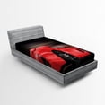 thumbnail image 1 of Ambesonne Car Fitted Sheet, Futuristic Red Sports, Twin XL Size, Red Black, 1 of 2