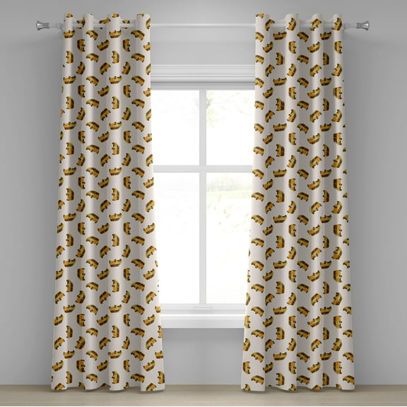 Ambesonne Car Grommet Curtain, Cartoon Automobiles Boys, 50" x 72", Marigold Brown Black