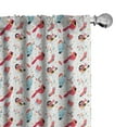 thumbnail image 1 of Ambesonne Cardinal Curtains, Cartoon Bird Winter Gloves, Pair of 28"x84", Dark Coral Soft Blue, 1 of 4