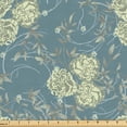 thumbnail image 1 of Ambesonne Carnation Fabric by the Yard Upholstery, Soft Twigs Swirly Garden, 5 Yards, Cadet Blue and Pale Green, 1 of 5