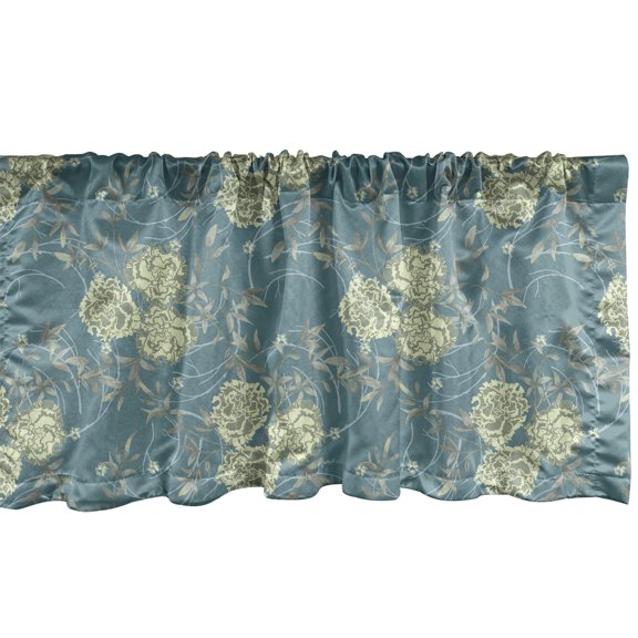 Ambesonne Carnation Window Valance, Soft Twigs Swirly Garden, 42" x 12", Cadet Blue and Pale Green