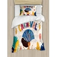 thumbnail image 1 of Ambesonne Carnival Duvet Cover Sets, Rio Spring Carnival Lady, 2-Twin, Eggshell Pale Orange, 1 of 3