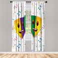 thumbnail image 1 of Ambesonne Carnival Emoji Curtains, Faces Swirls Music, Pair of 28"x95", Mustard Sea Green White, 1 of 2