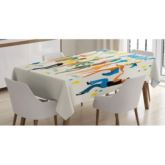 Ambesonne Carnival Tablecloth Rectangular Table Cover, Viva Rio De Janeiro Words, 60"x84", Multicolor