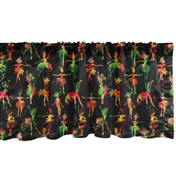 Ambesonne Carnival Window Valance, Dancing Women in Flag Hues, 54" X 18", Charcoal Grey Multicolor