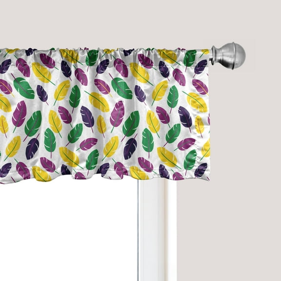 Ambesonne Carnival Window Valance, Symbolic Mardi Gras Design, 54" X 12", Multicolor