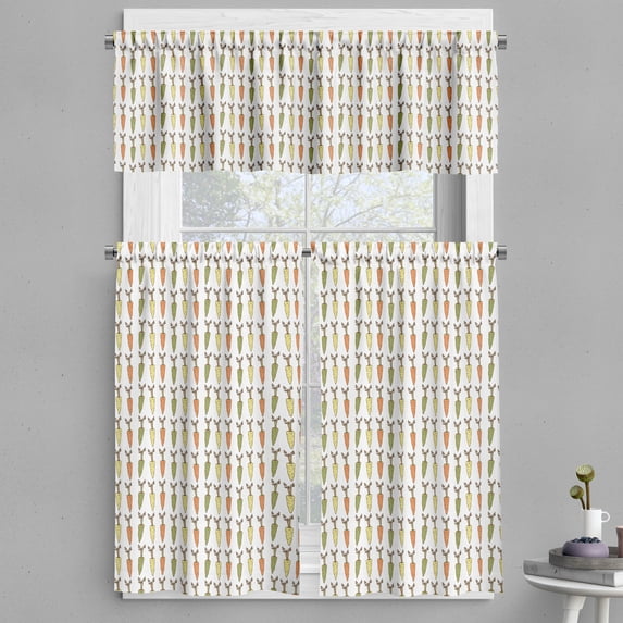 Ambesonne Carrot Valance & Curtain, Pastel Vintage Food Motifs, 55"x36", Multicolor