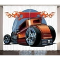 thumbnail image 1 of Ambesonne Cars Curtains 2 Panel Set, Cartooon Hot Rod Classic, 108" x 108", Orange Blue Black, 1 of 3