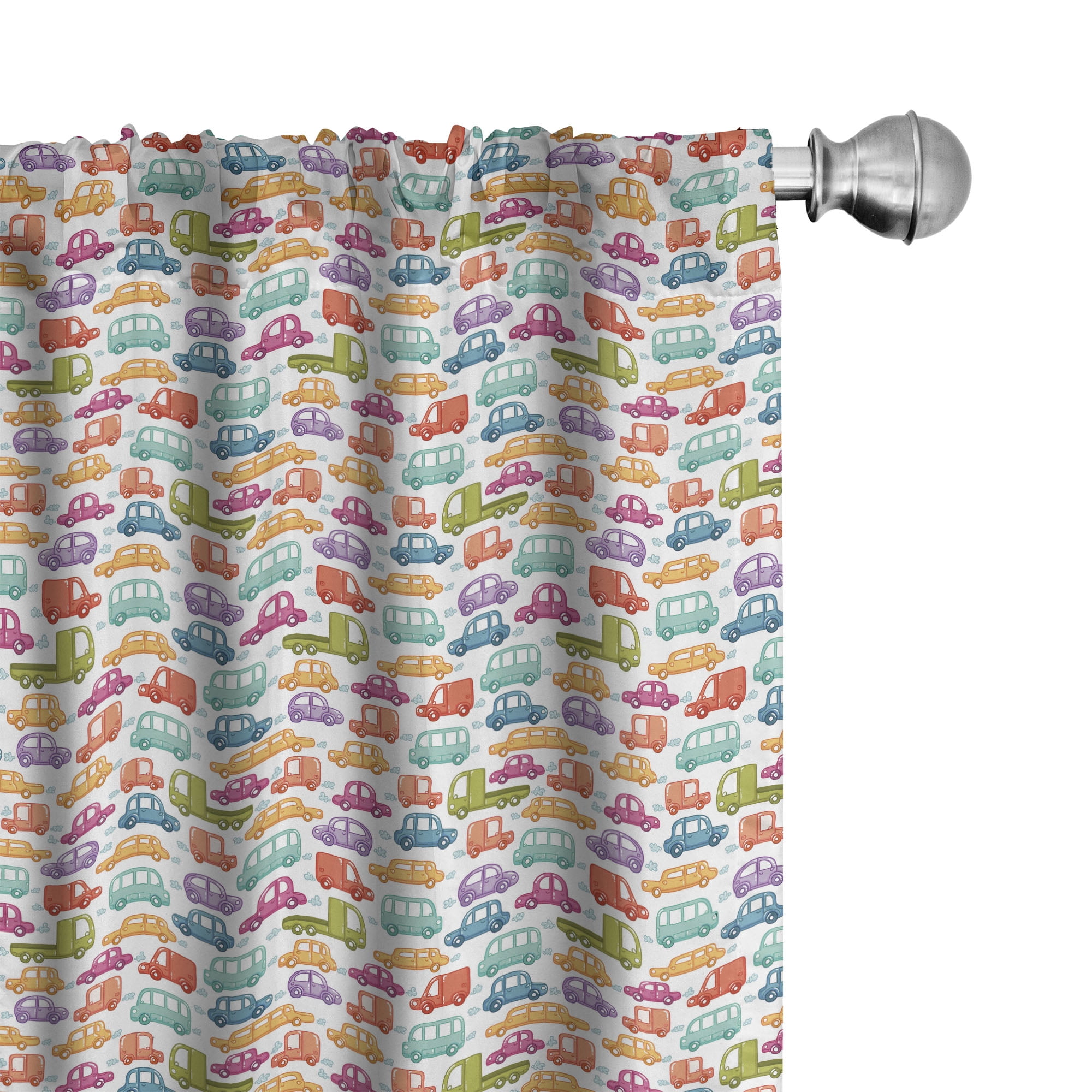 Vibrant Cartoon Style Light Filtering Rod Pocket Curtains