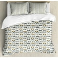 thumbnail image 1 of Ambesonne Cars Duvet Cover Set, Vintage Race Automobiles, 2-Calking, Ivory Slate Blue Mustard, 1 of 3