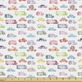 thumbnail image 1 of Ambesonne Cars Fabric by the Yard Upholstery, Colorful Funny Bus and Truck, 1 Yard, Multicolor, 1 of 4
