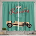 thumbnail image 1 of Ambesonne Cars Kitchen Curtains, Vintage Style Automobile, 55"x45", Teal Ruby Cream, 1 of 3
