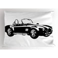thumbnail image 1 of Ambesonne Cars Pillow Sham, Sports Car Roadster Engine, 26" X 20", Black White, 1 of 2