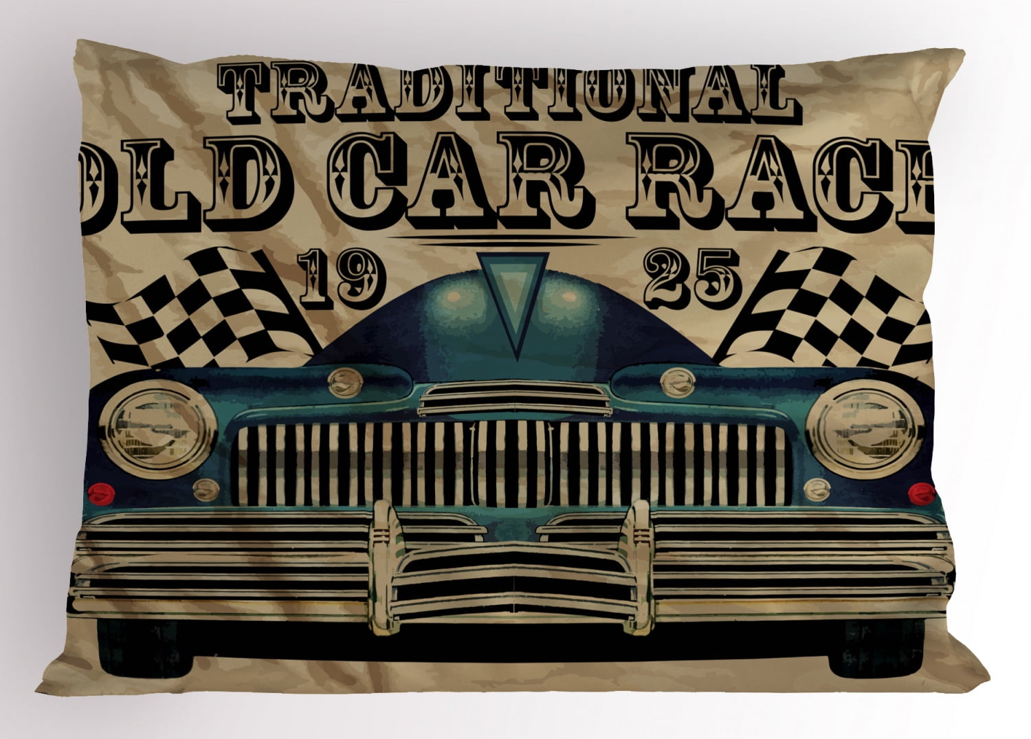 Vintage Car Race Polyester Kids Pillow Sham
